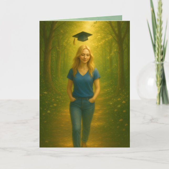 Custom Folded Graduation Card Female Blonde Hair  (Front)