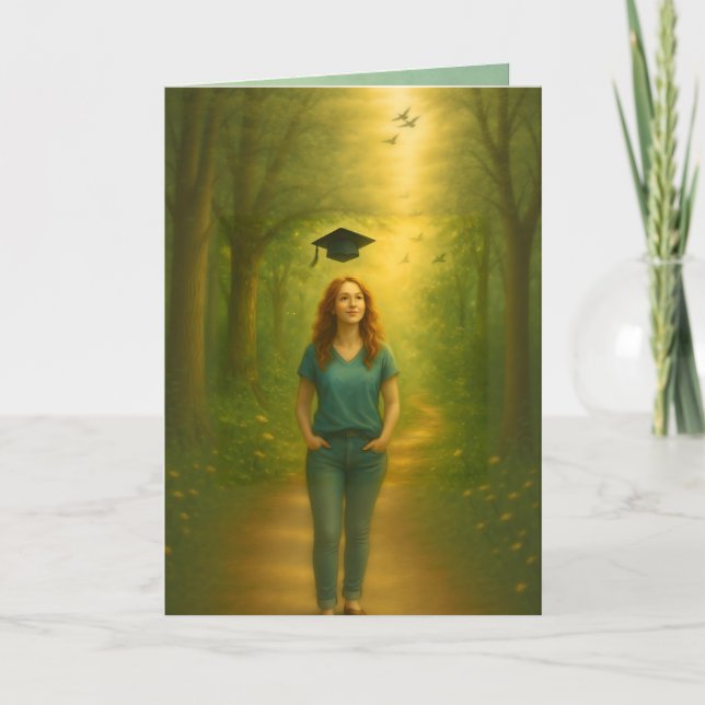 Custom Folded Graduation Card Female w/ Red Hair  (Front)
