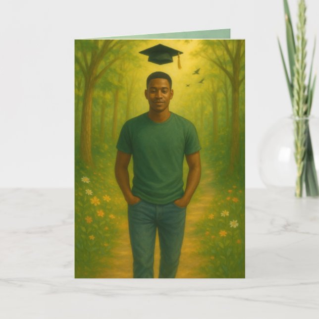 Custom Folded Graduation Card Male w/ Short Hair  (Front)