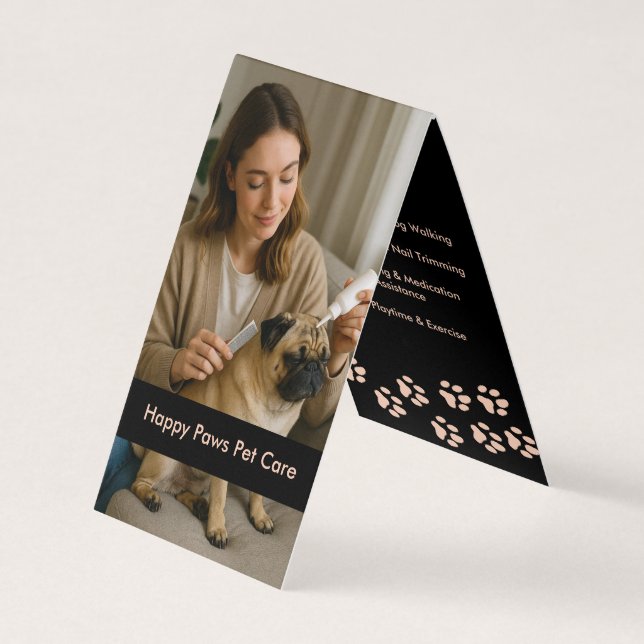Custom Folded Pet Care Business Card Professional (Front)