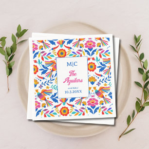 Custom Folk Art Floral Fiesta Monogram Wedding Napkin