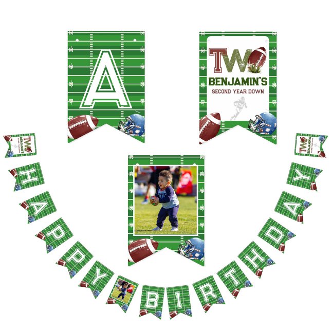 Custom Football 2nd year Down happy birthday Bunting (Creator Uploaded)