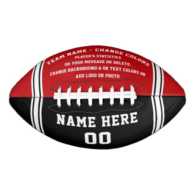 Custom Football Ball, Your TEXT, Change COLORS American Football (Front)