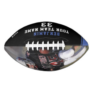 Custom Football Blue Name Number Team Photo American Football