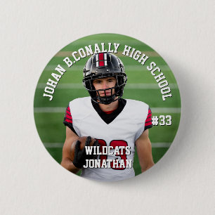 Custom Football Button High School Team Number