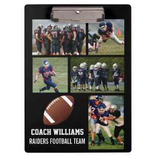 Custom Football Coach 5 Photo Collage Team Name Clipboard