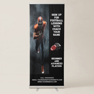 Custom Football Coach Coaching Class Lessons Black Retractable Banner