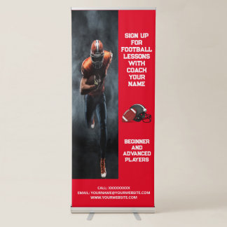 Custom Football Coach Coaching Class Lessons Red Retractable Banner