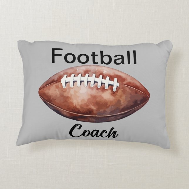 Custom Football Coach Keepsake Decorative Cushion (Back)