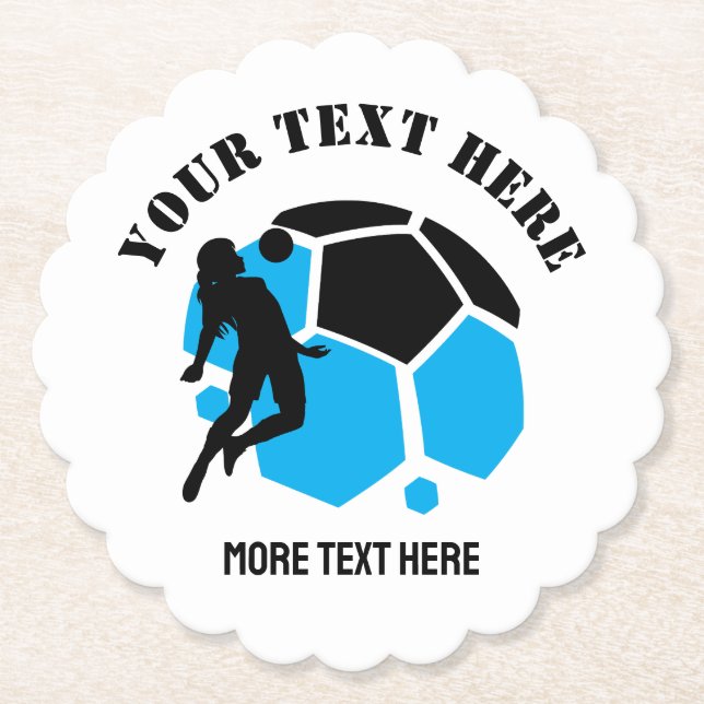 Custom Football Girl kid's Football Birthday Party Paper Coaster (Front)