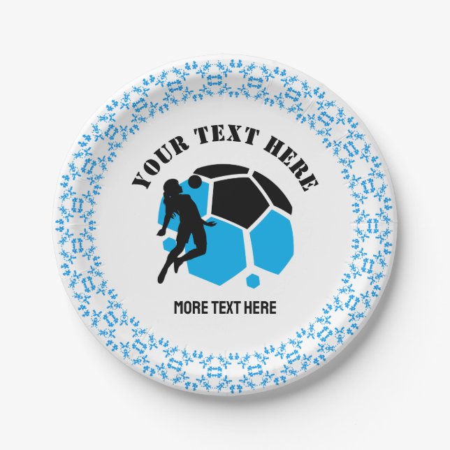 Custom Football Girl kid's Football Birthday Party Paper Plate (Front)