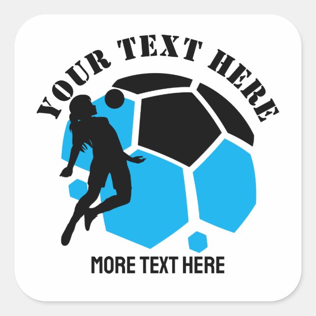 Custom Football Girl kid's Football Birthday party Square Sticker (Front)