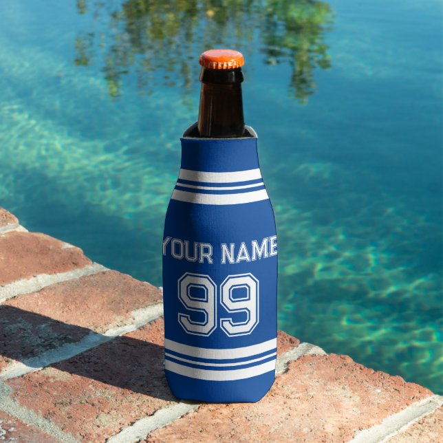 Custom football jersey number athletic stripes bottle cooler (In Situ Pool)