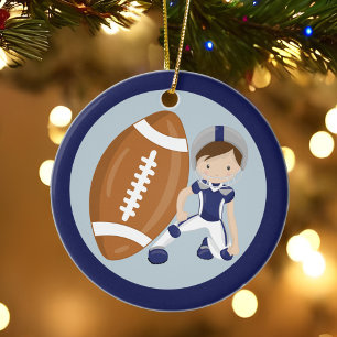 Custom Football Kid Ceramic Tree Decoration