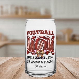 Custom football mum sport mum mother's day can glass