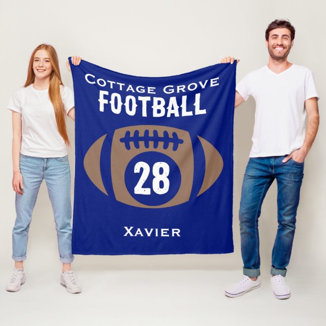 Custom Football Name, Number, School  Fleece Blanket (In Situ)
