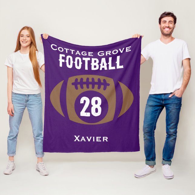 Custom Football Name, Number, School  Fleece Blanket (In Situ)