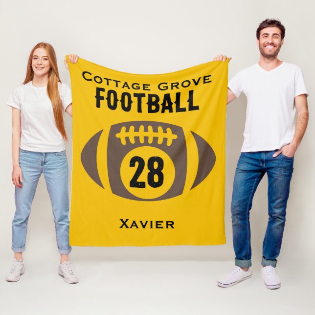 Custom Football Name, Number, School  Fleece Blanket (In Situ)
