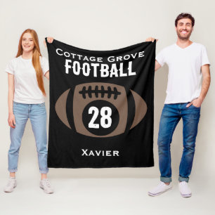 Custom Football Name, Number, School  Fleece Blanket