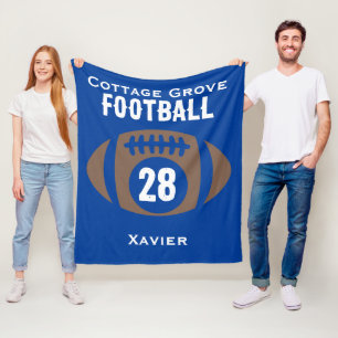 Custom Football Name, Number, School  Fleece Blanket