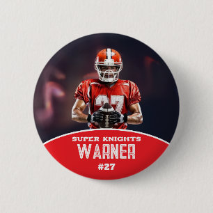 Custom Football Photo and Name Sports Button