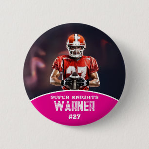Custom Football Photo and Name Sports Button
