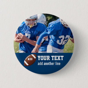 Custom Football Photo Name and Number 6 Cm Round Badge