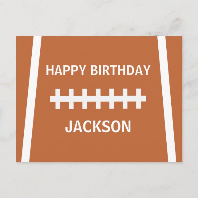 Custom Football Player Ball Sports Happy Birthday Postcard (Front)