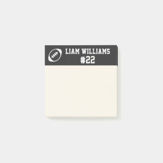 Custom Football Player Name & Number Black Trendy Post-it Notes