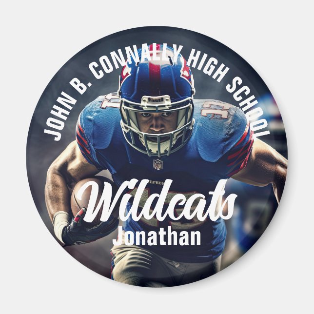 Custom Football Player Photo High School Spirit Magnet (Front)