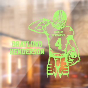 Custom Football Player Window Cling
