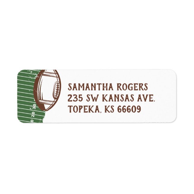 Custom Football Return Address Labels (Front)