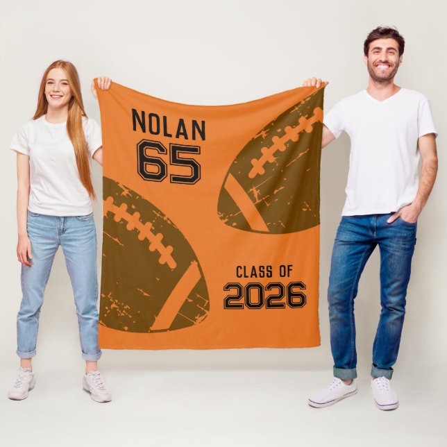 Custom Football Senior Player Number Class of Fleece Blanket (In Situ)