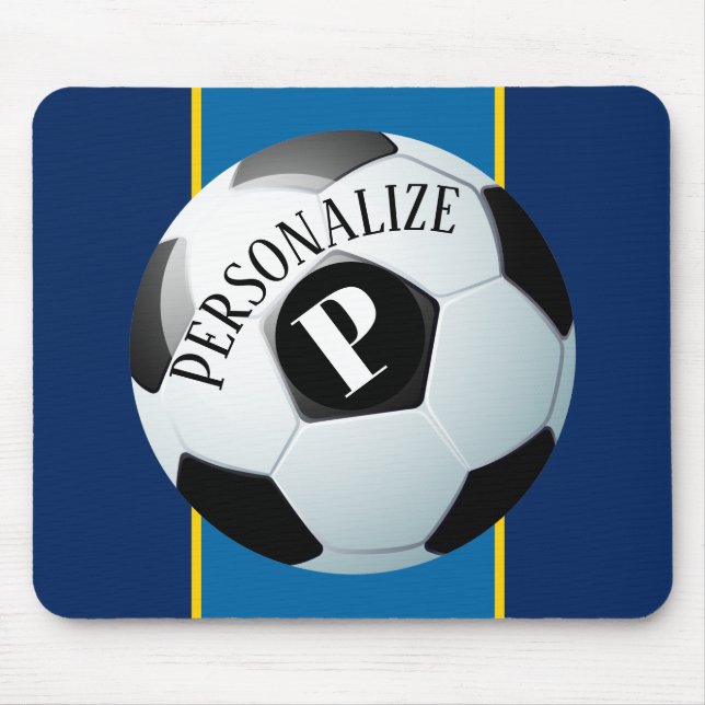 Custom Football Soccer Baller Name Monogram Mouse Mat (Front)