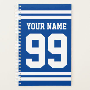 Custom football sports jersey number and name planner