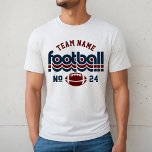 Custom Football Team Dark Red and Blue Men's<br><div class="desc">Custom Football Name and Player Number T-Shirt for Dad - shown in White Fleck
Design for football dads features retro lettering and custom text that can be personalised with a team name and player's jersey number. Dark red and navy blue can be customised.</div>