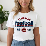 Custom Football Team Dark Red and Blue Women's<br><div class="desc">Custom Football Name and Player Number T-Shirt for Mum - shown in White
Design for football moms features retro lettering and custom text that can be personalised with a team name and player's jersey number. Dark red and navy blue can be customised.</div>