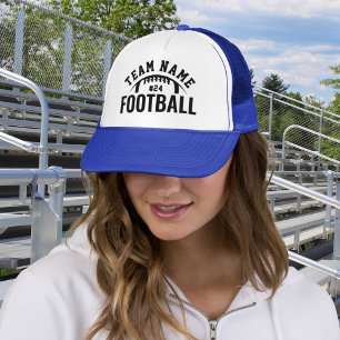 Custom Football Team Name Number Royal Blue Trucker Hat