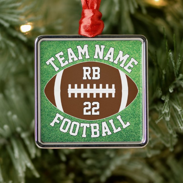 Custom Football Team Name, Player Number & Initial Metal Tree Decoration (Tree)