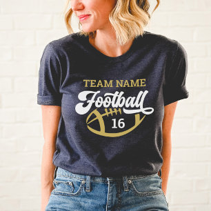 Custom Football Team Script Gold Navy Mum Tri-Blend Shirt