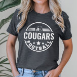 Custom Football Team with Player Name Number Grey Tri-Blend Shirt<br><div class="desc">Custom Front and Back Football T-Shirt in dark grey.
Design features a stylish round logo with football helmet,  stars and stripes. Personalise with your player's football team name,  jersey number,  and last name. Includes a football accent on the back.</div>