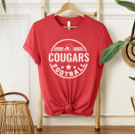 Custom Football Team with Player Name Number Red Tri-Blend Shirt<br><div class="desc">Custom Front and Back Football T-Shirt - shown in red
Design features a stylish round logo with football helmet,  stars and stripes. Personalise with your player's football team name,  jersey number,  and last name. Includes a football accent on the back.</div>
