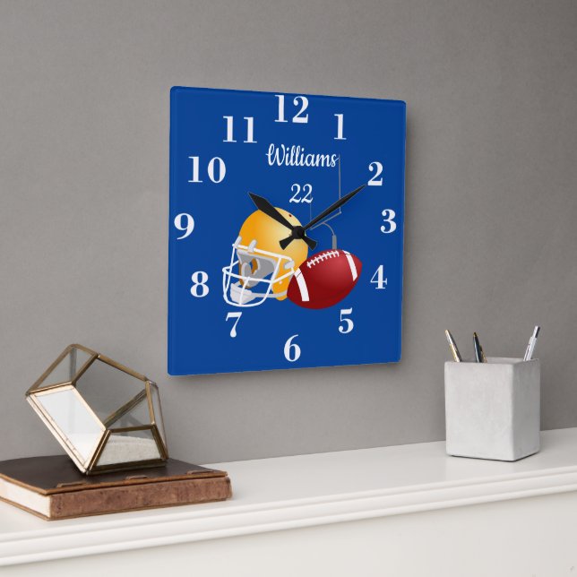 Custom Football Time Square Wall Clock (Office)