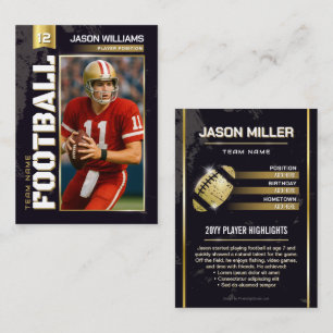 Custom Football Trading Card, Gold Player Card