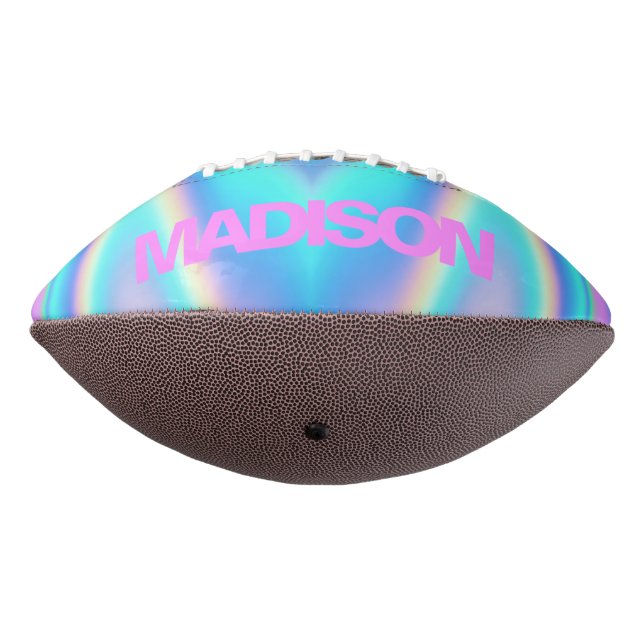 Custom Footballs Holographic Girly Unicorn American Football (Rotated 270)