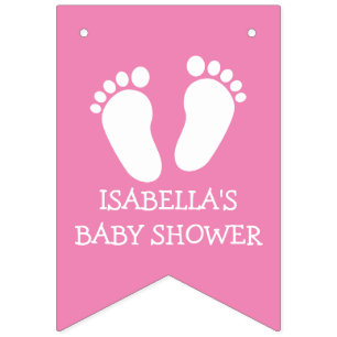 Custom footprint baby shower party bunting banner