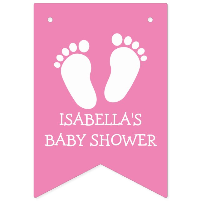 Custom footprint baby shower party bunting banner (First Flag)