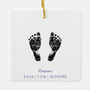 Custom Footprint Upload Your Baby Footprint To Ceramic Ornament