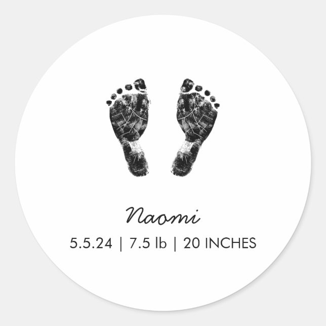 Custom Footprint  | Upload Your Baby Footprint To  Classic Round Sticker (Front)