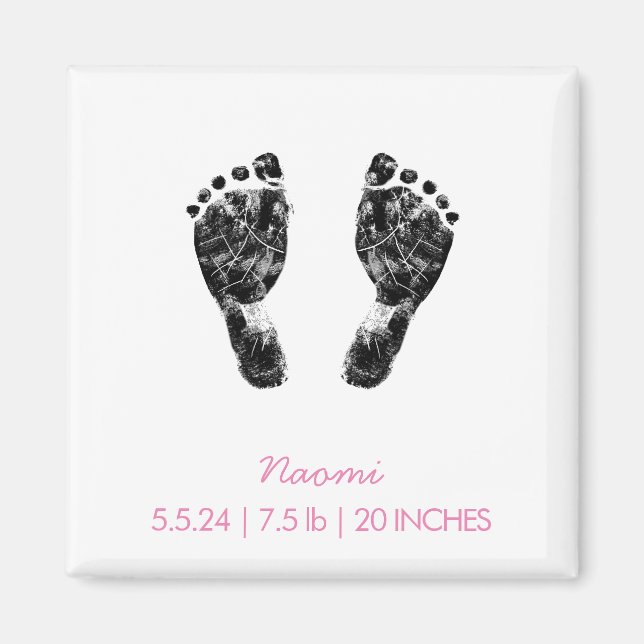 Custom Footprint  | Upload Your Baby Footprint To  Magnet (Front)